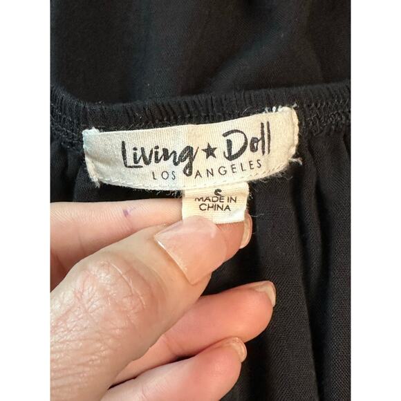 Living Doll black off shoulder boho top size Small - Picture 3 of 14